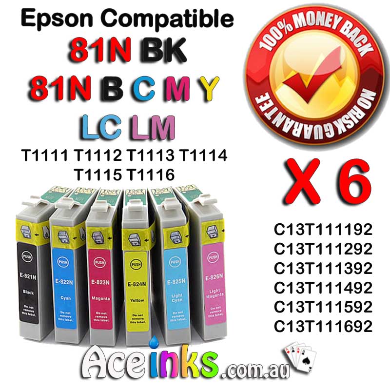 6 Pack Combo Compatible EPSON 81N C/M/Y/LC/LM